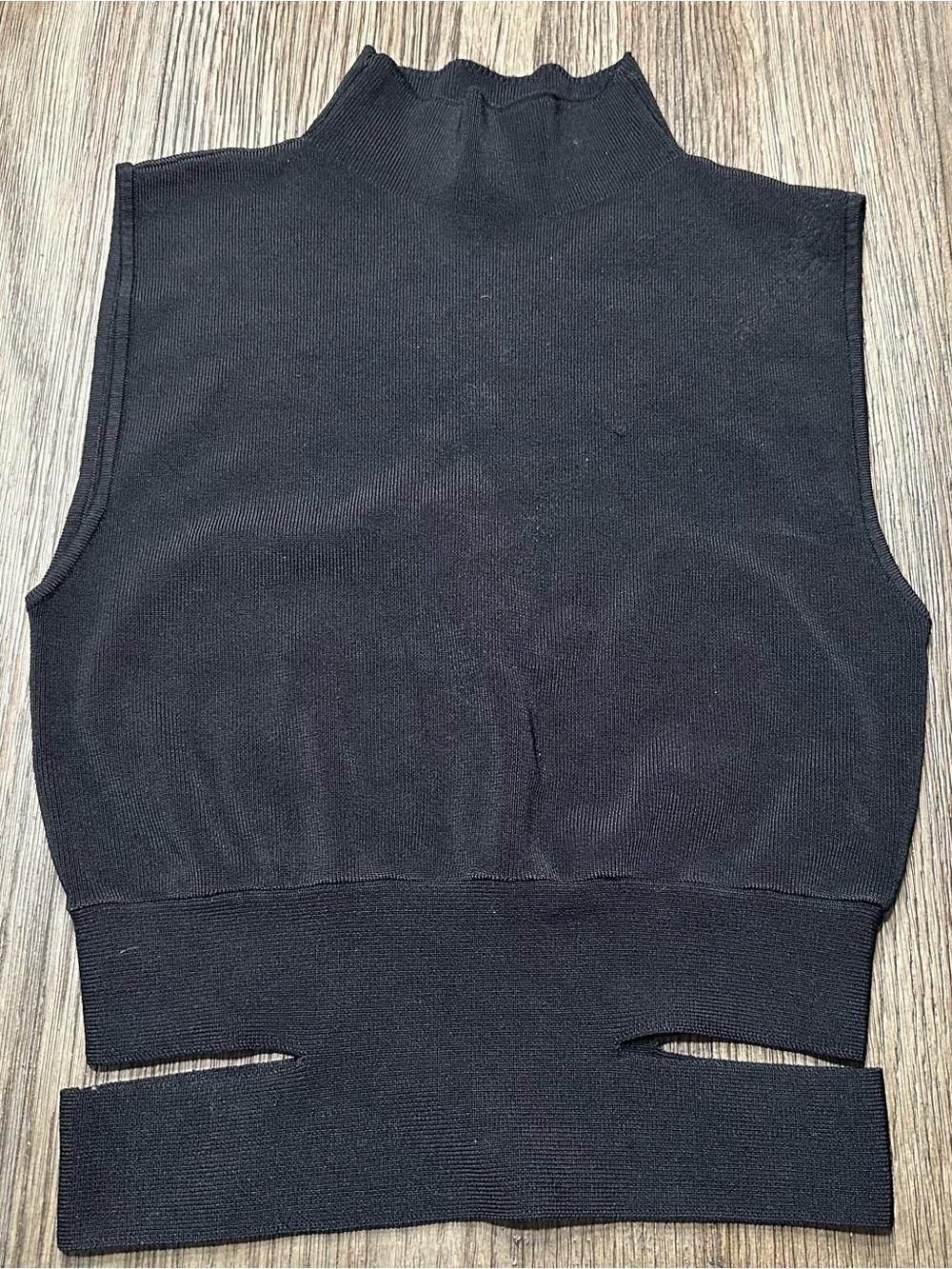 Zara Cutout Knit Black Mock Turtle Neck Top - Size S